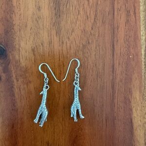 Silver Giraffe Dangle Earrings